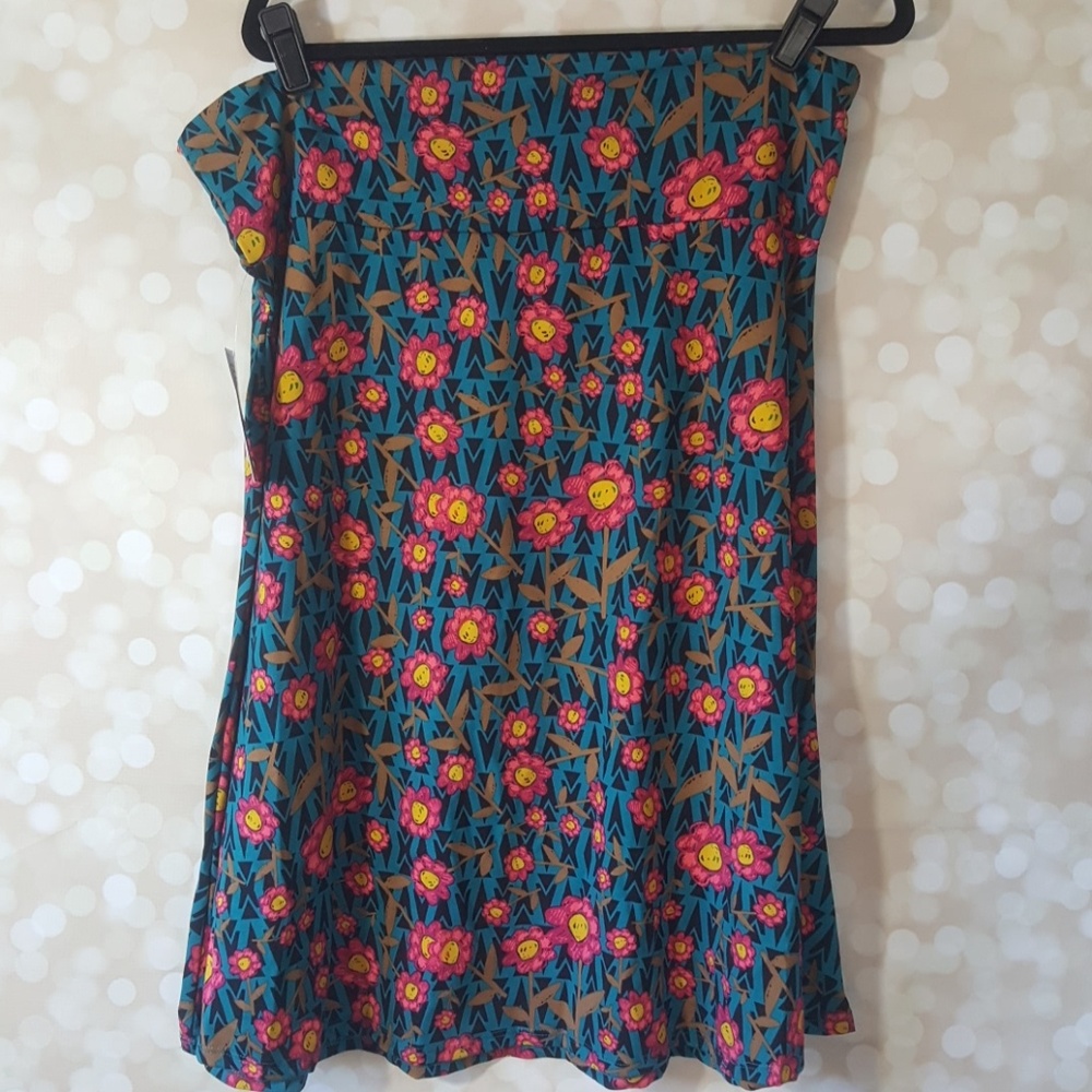 Lularoe printed azure slinky midi skirt 3x